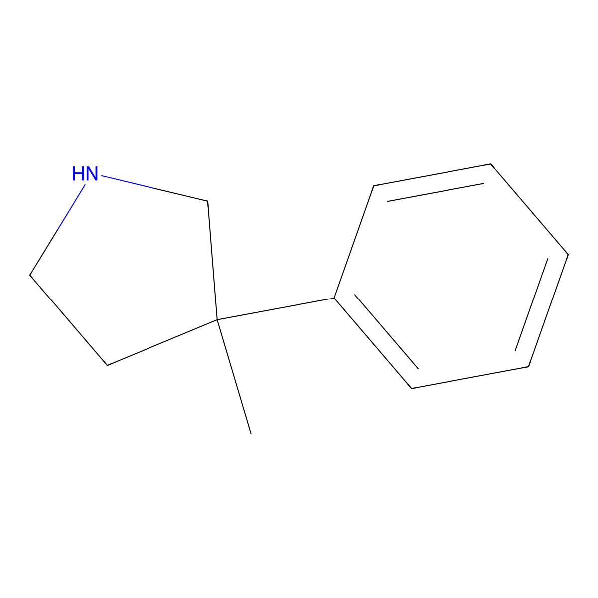 3-Methyl-3-phenylpyrrolidine molecular structure, CAS 56606-73-6