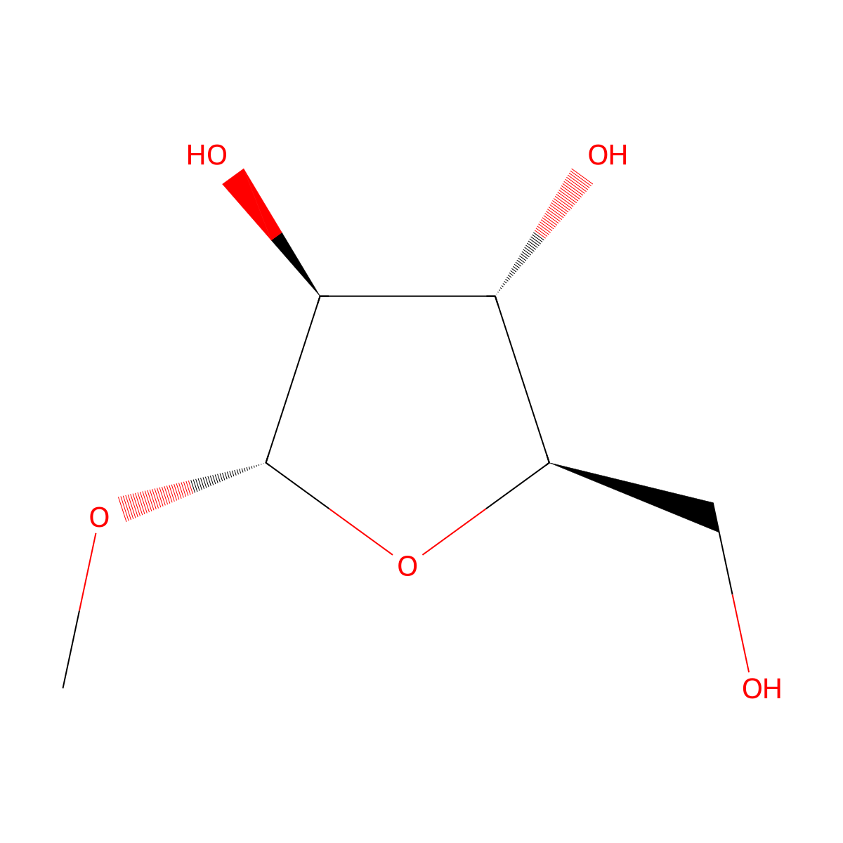 alpha-D-Arabinofuranoside, methyl molecular structure, CAS 56607-40-0