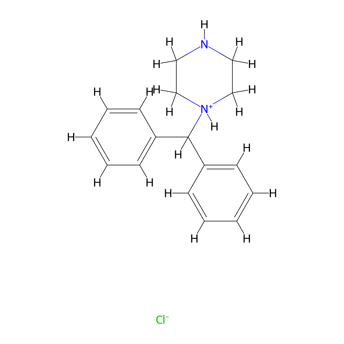 1-Benzhydrylpiperazin-1-ium chloride molecular structure, CAS 56609-03-1