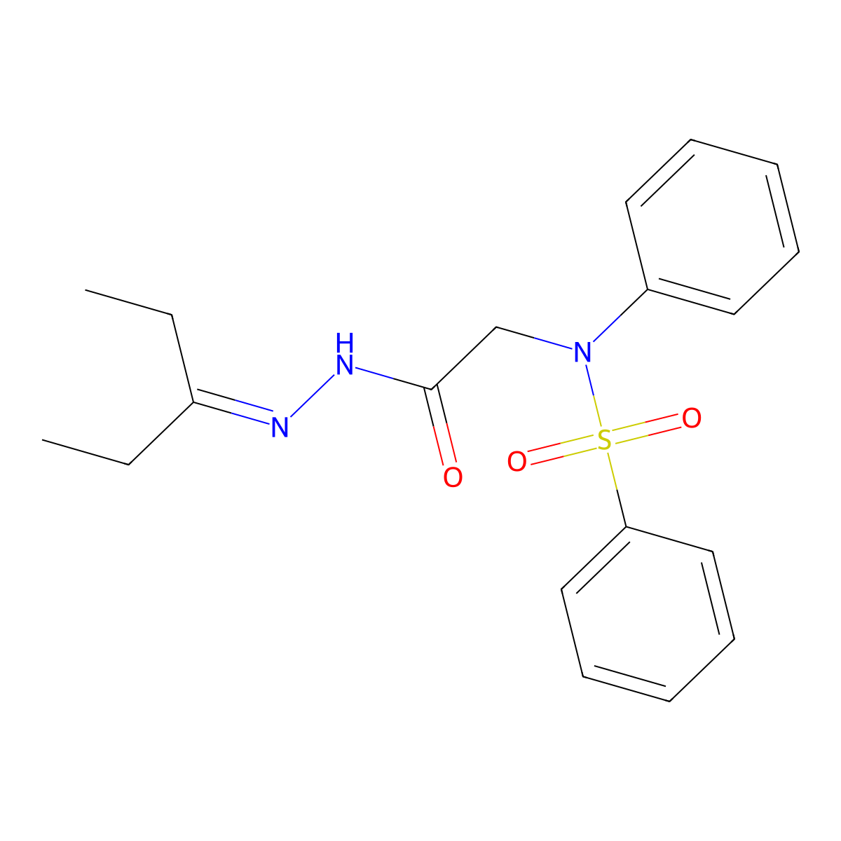 2-[N-(benzenesulfonyl)anilino]-N-(pentan-3-ylideneamino)acetamide molecular structure, CAS 5661-15-4
