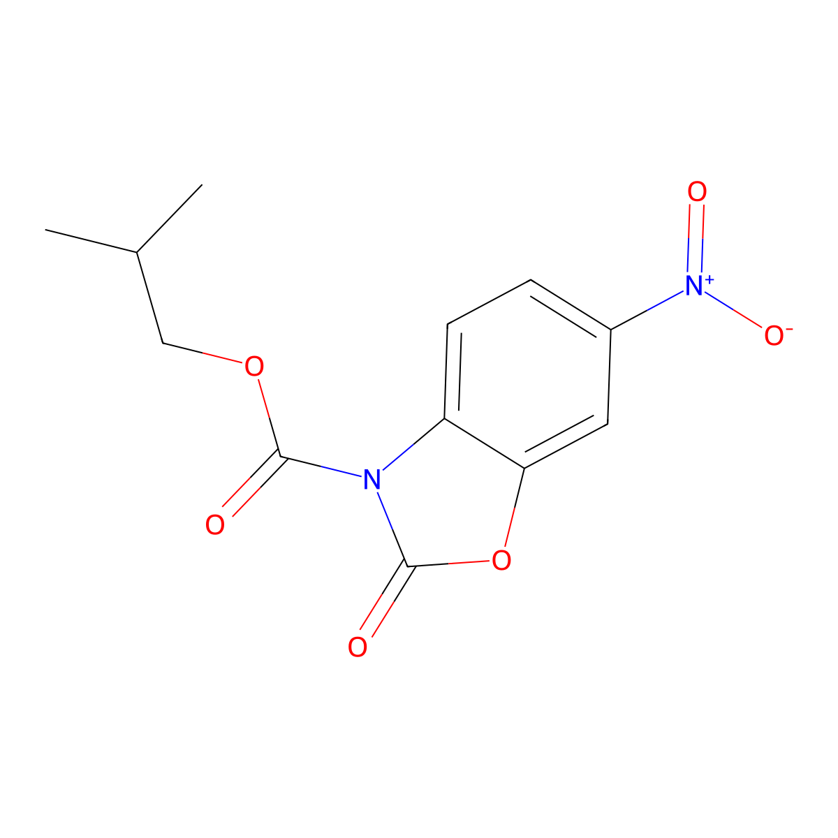 2-methylpropyl 6-nitro-2-oxo-1,3-benzoxazole-3(2H)-carboxylate molecular structure, CAS 5661-60-9