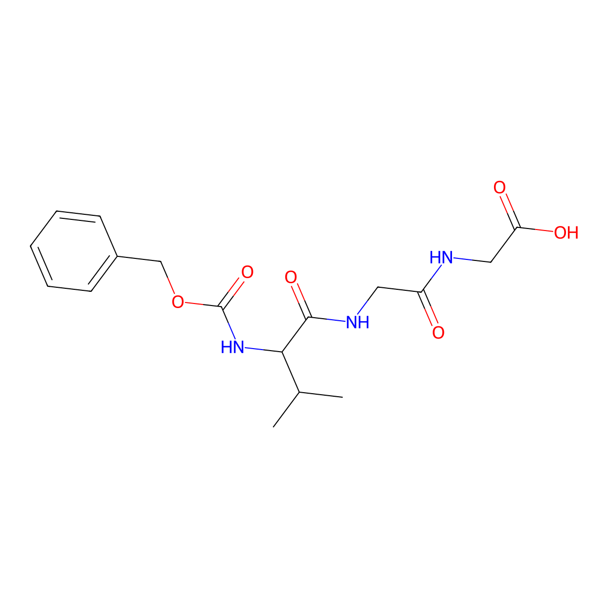 2-[[2-[(3-Methyl-2-phenylmethoxycarbonylamino-butanoyl)amino]acetyl]amino]acetic acid molecular structure, CAS 56610-23-2