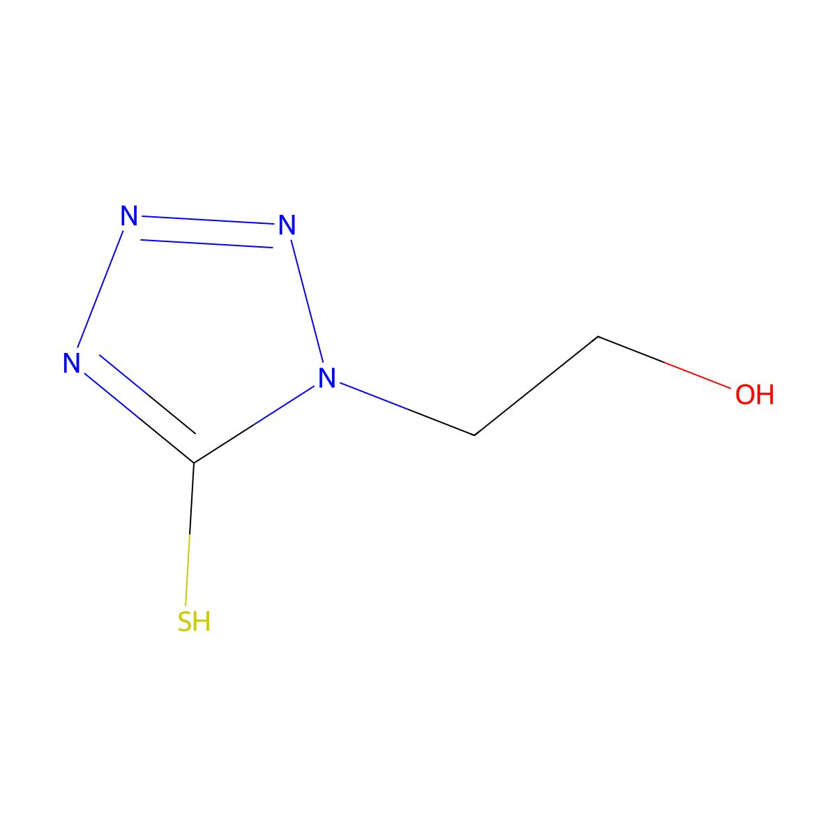 2-(5-Mercaptotetrazole-1-yl)ethanol molecular structure, CAS 56610-81-2