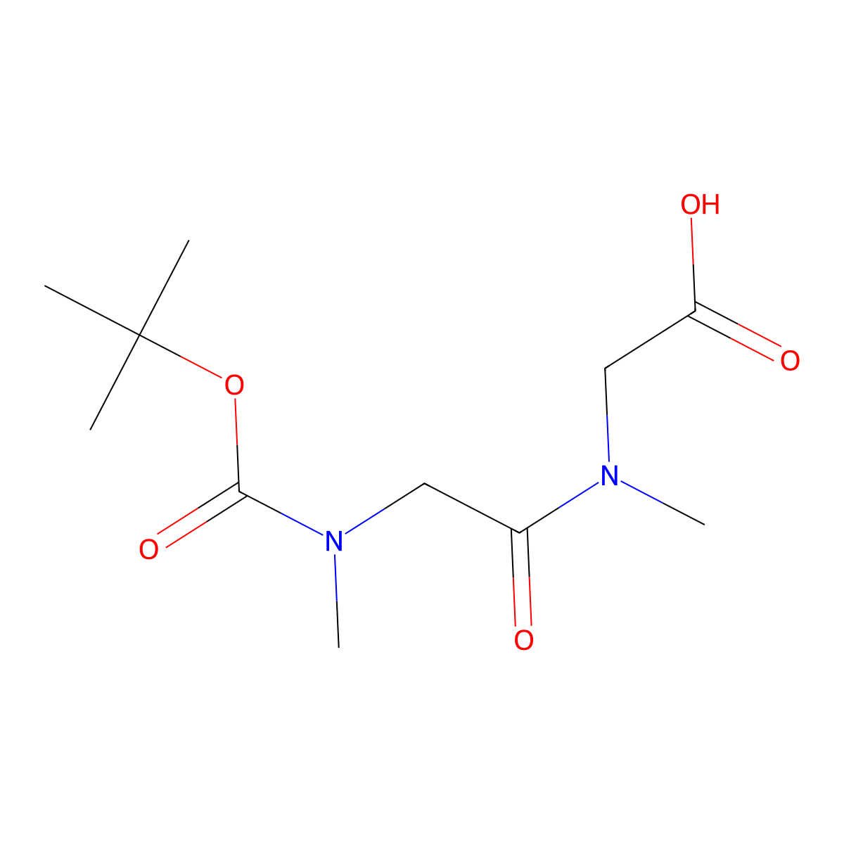 2-(2-((tert-Butoxycarbonyl)(methyl)amino)-N-methylacetamido)acetic acid molecular structure, CAS 56612-14-7