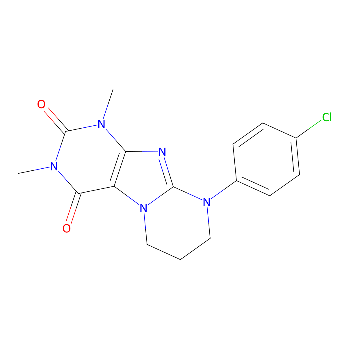 9-(4-chlorophenyl)-1,3-dimethyl-7,8-dihydro-6H-purino[7,8-a]pyrimidine-2,4-dione molecular structure, CAS 566137-85-7
