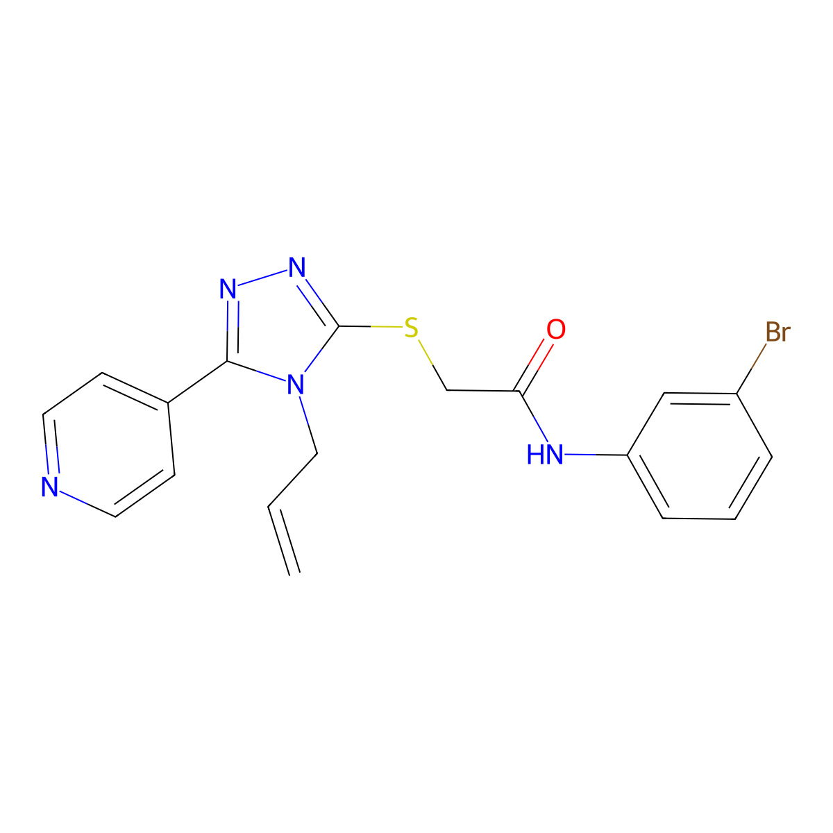 N-(3-bromophenyl)-2-{[4-(prop-2-en-1-yl)-5-(pyridin-4-yl)-4H-1,2,4-triazol-3-yl]sulfanyl}acetamide molecular structure, CAS 566142-61-8