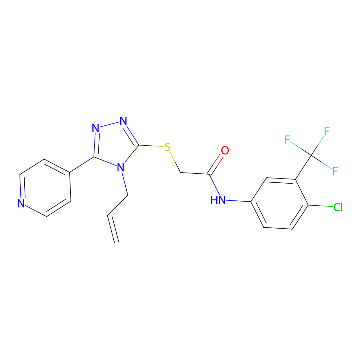 N-[4-chloro-3-(trifluoromethyl)phenyl]-2-{[4-(prop-2-en-1-yl)-5-(pyridin-4-yl)-4H-1,2,4-triazol-3-yl]sulfanyl}acetamide molecular structure, CAS 566143-39-3