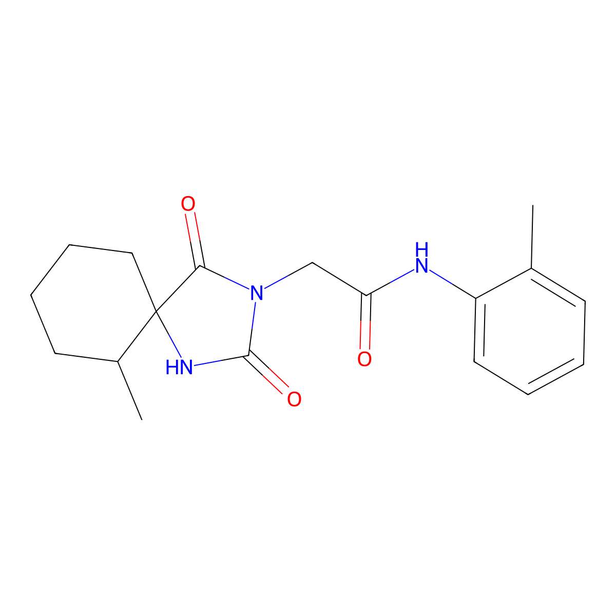 2-(6-methyl-2,4-dioxo-1,3-diazaspiro[4.5]decan-3-yl)-N-(o-tolyl)acetamide molecular structure, CAS 566144-93-2