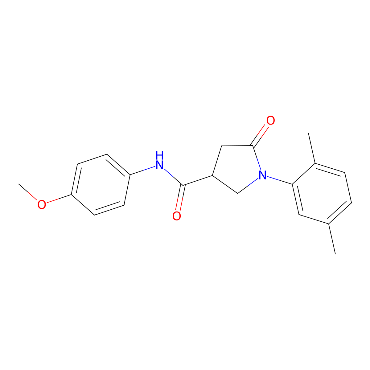 1-(2,5-dimethylphenyl)-N-(4-methoxyphenyl)-5-oxopyrrolidine-3-carboxamide molecular structure, CAS 566153-64-8