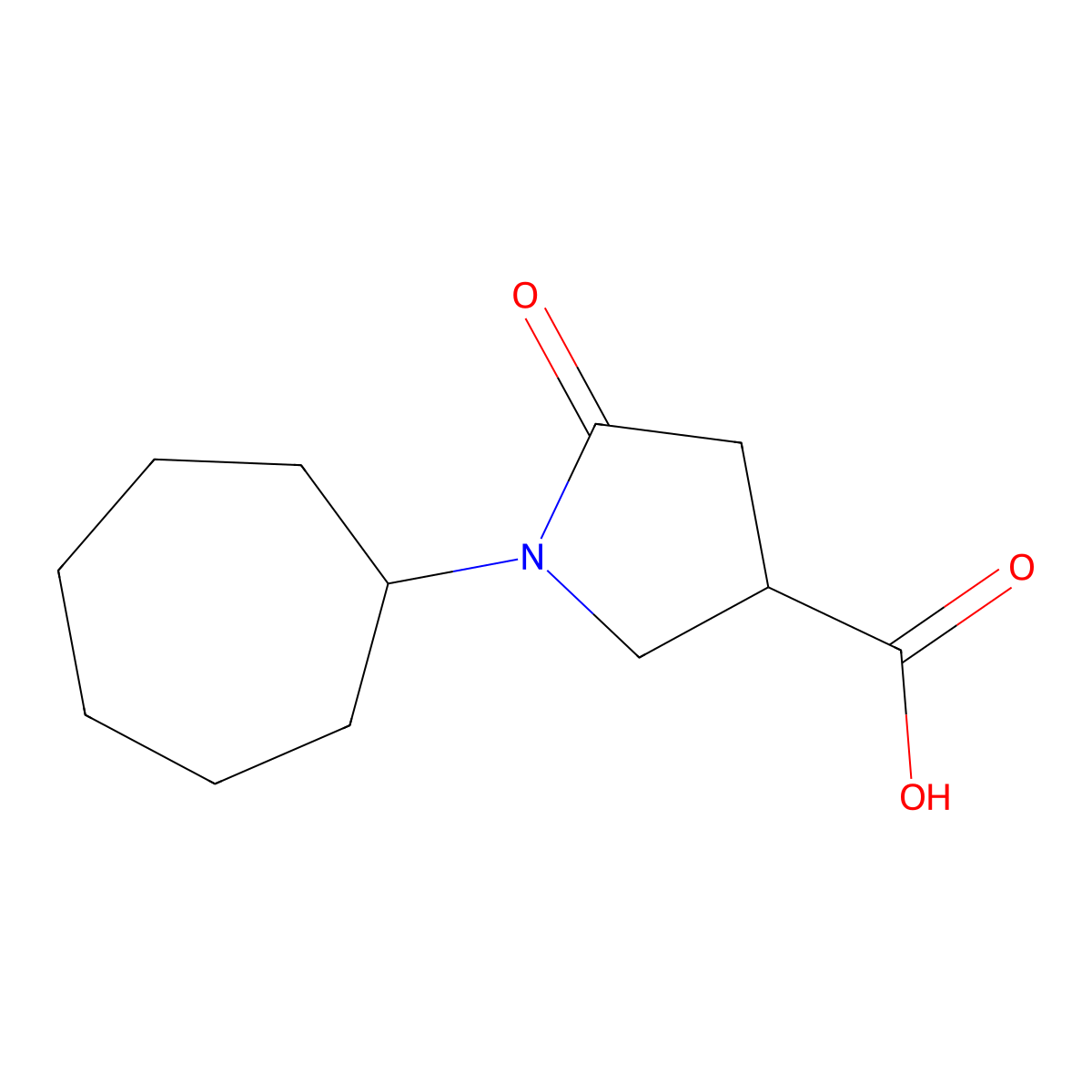 1-Cycloheptyl-5-oxopyrrolidine-3-carboxylic acid molecular structure, CAS 566154-59-4