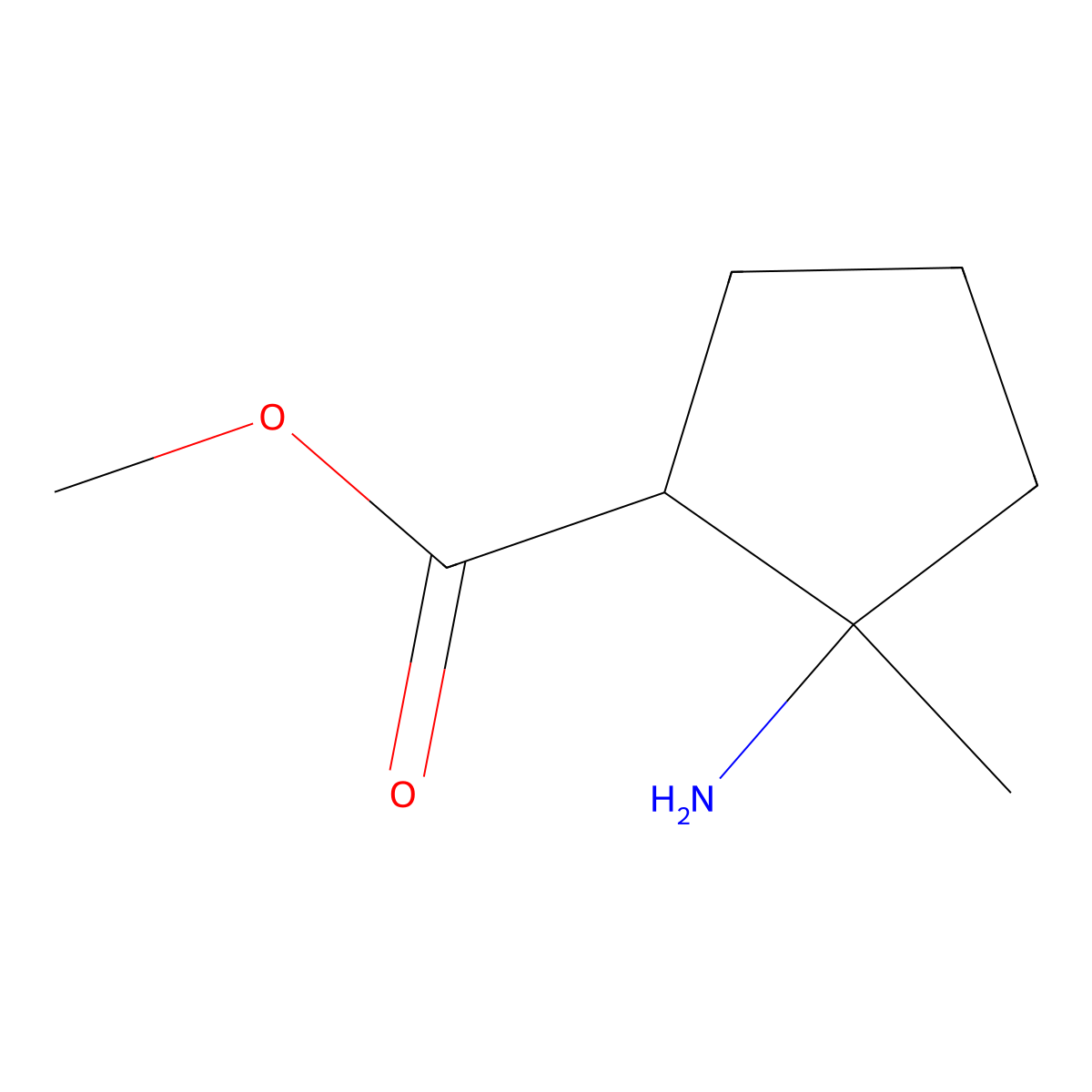 2beta-Amino-2-methylcyclopentane-1beta-carboxylic acid methyl ester molecular structure, CAS 566156-03-4