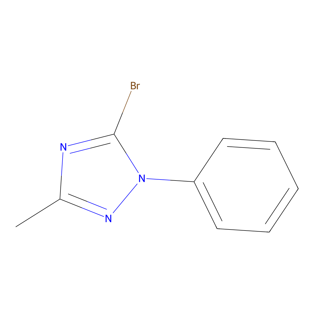 5-bromo-3-methyl-1-phenyl-1H-1,2,4-triazole molecular structure, CAS 56616-98-9