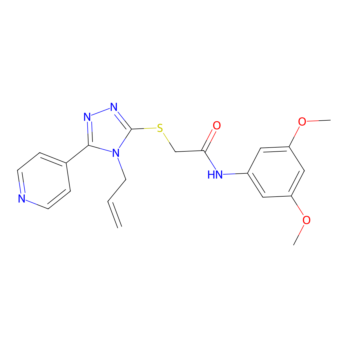 N-(3,5-dimethoxyphenyl)-2-{[4-(prop-2-en-1-yl)-5-(pyridin-4-yl)-4H-1,2,4-triazol-3-yl]sulfanyl}acetamide molecular structure, CAS 566165-46-6