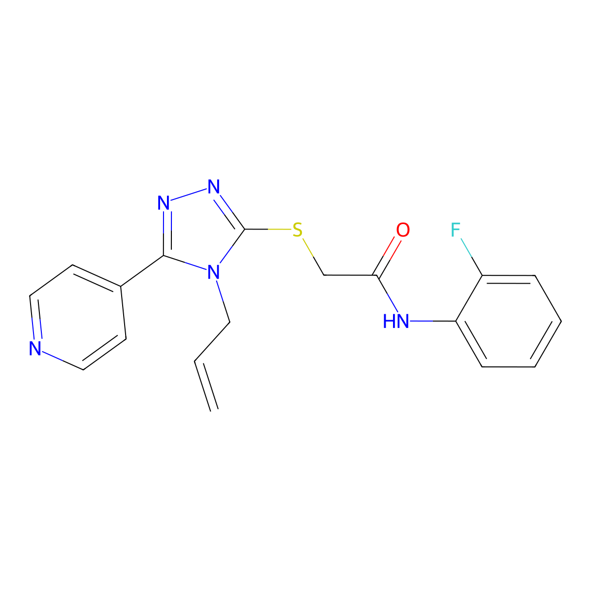 N-(2-fluorophenyl)-2-{[4-(prop-2-en-1-yl)-5-(pyridin-4-yl)-4H-1,2,4-triazol-3-yl]sulfanyl}acetamide molecular structure, CAS 566169-07-1