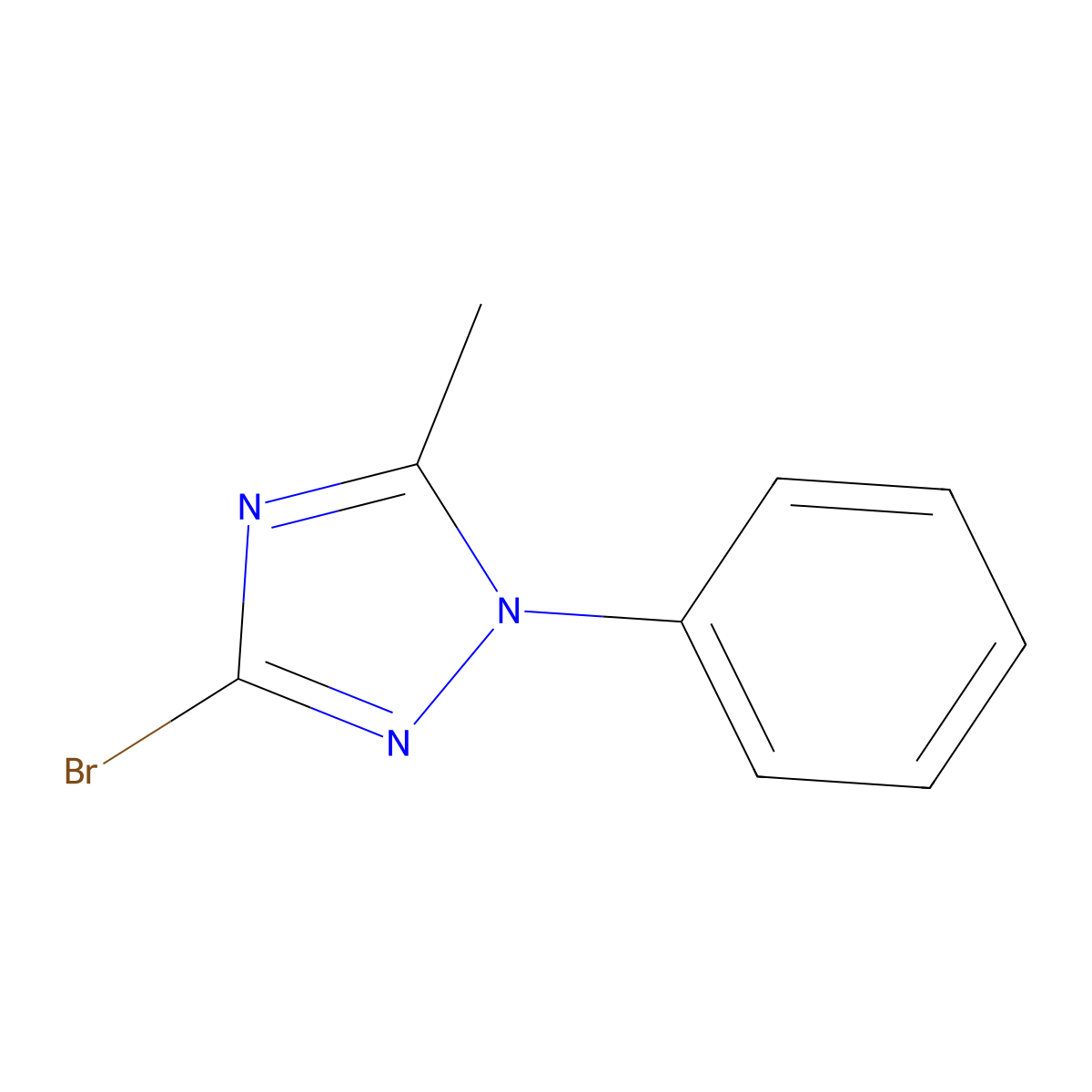 3-bromo-5-methyl-1-phenyl-1H-1,2,4-triazole molecular structure, CAS 56617-01-7