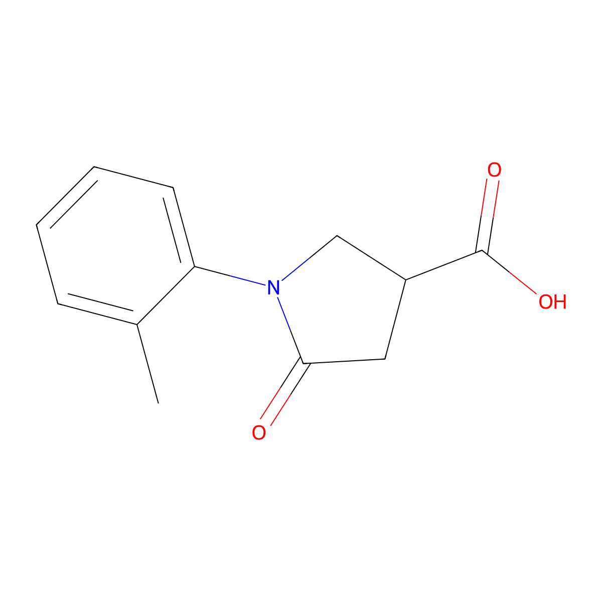 1-(2-Methylphenyl)-5-oxopyrrolidine-3-carboxylic acid molecular structure, CAS 56617-44-8