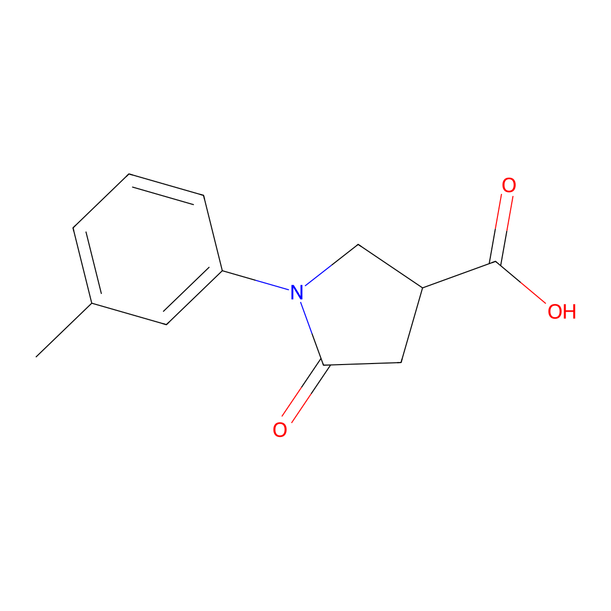 1-(3-Methylphenyl)-5-oxopyrrolidine-3-carboxylic acid molecular structure, CAS 56617-45-9