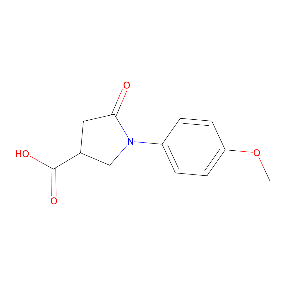 1-(4-Methoxyphenyl)-5-oxopyrrolidine-3-carboxylic acid molecular structure, CAS 56617-47-1