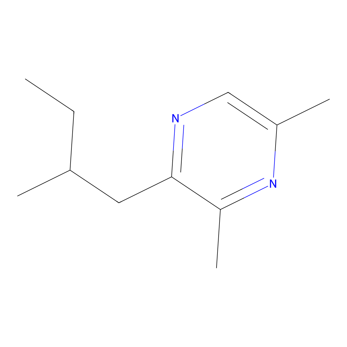 3,5-Dimethyl-2-(2-methylbutyl)pyrazine molecular structure, CAS 56617-70-0