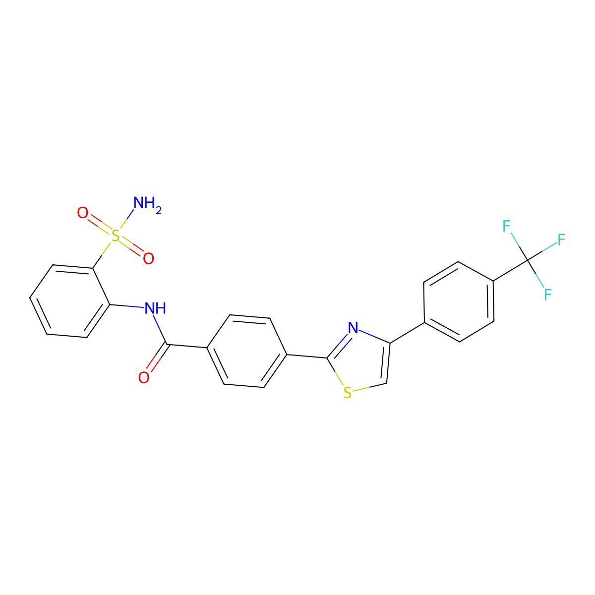 Benzamide, N-[2-(aminosulfonyl)phenyl]-4-[4-[4-(trifluoromethyl)phenyl]-2-thiazolyl]- molecular structure, CAS 566181-14-4