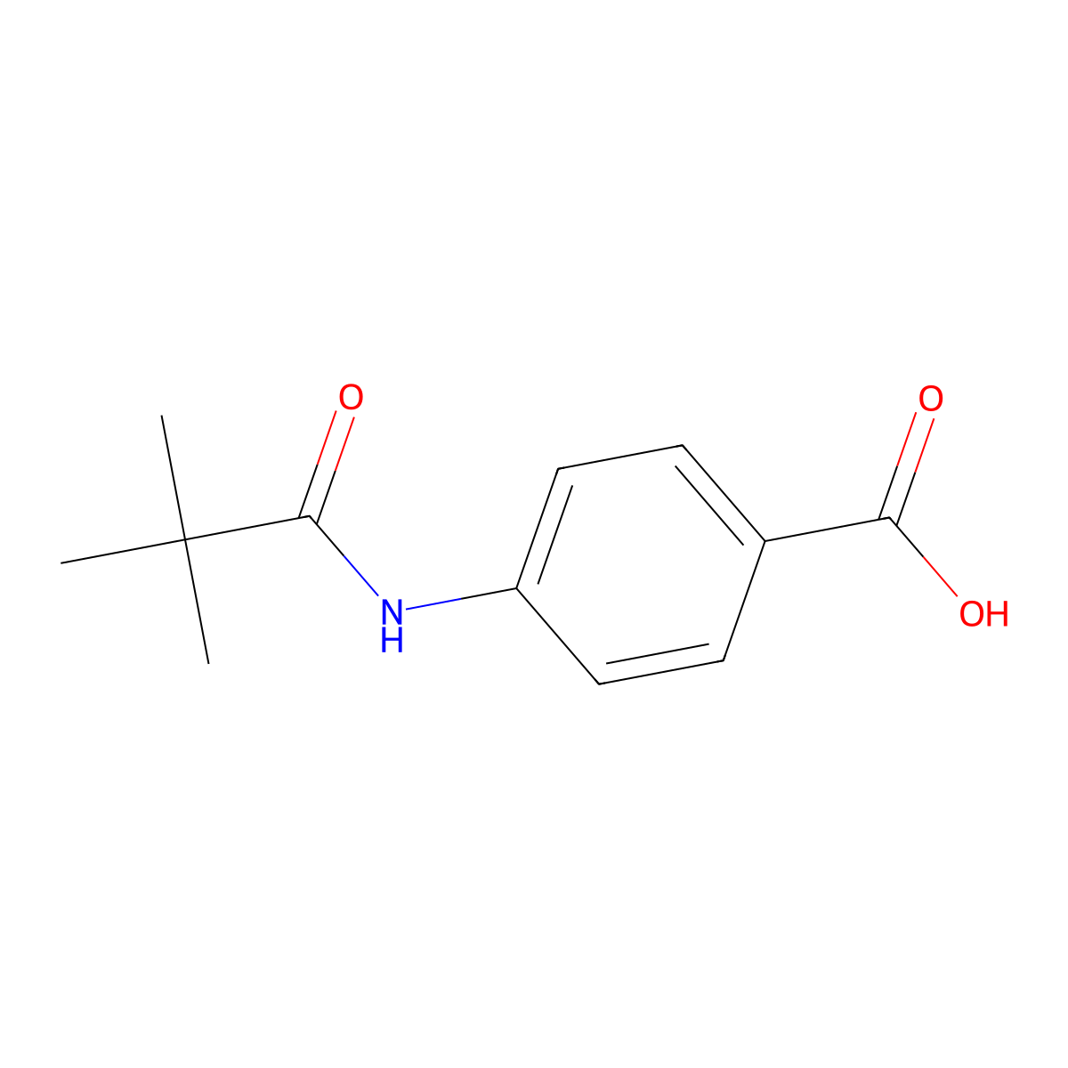 4-((2,2-Dimethyl-1-oxopropyl)amino)benzoic acid molecular structure, CAS 56619-97-7