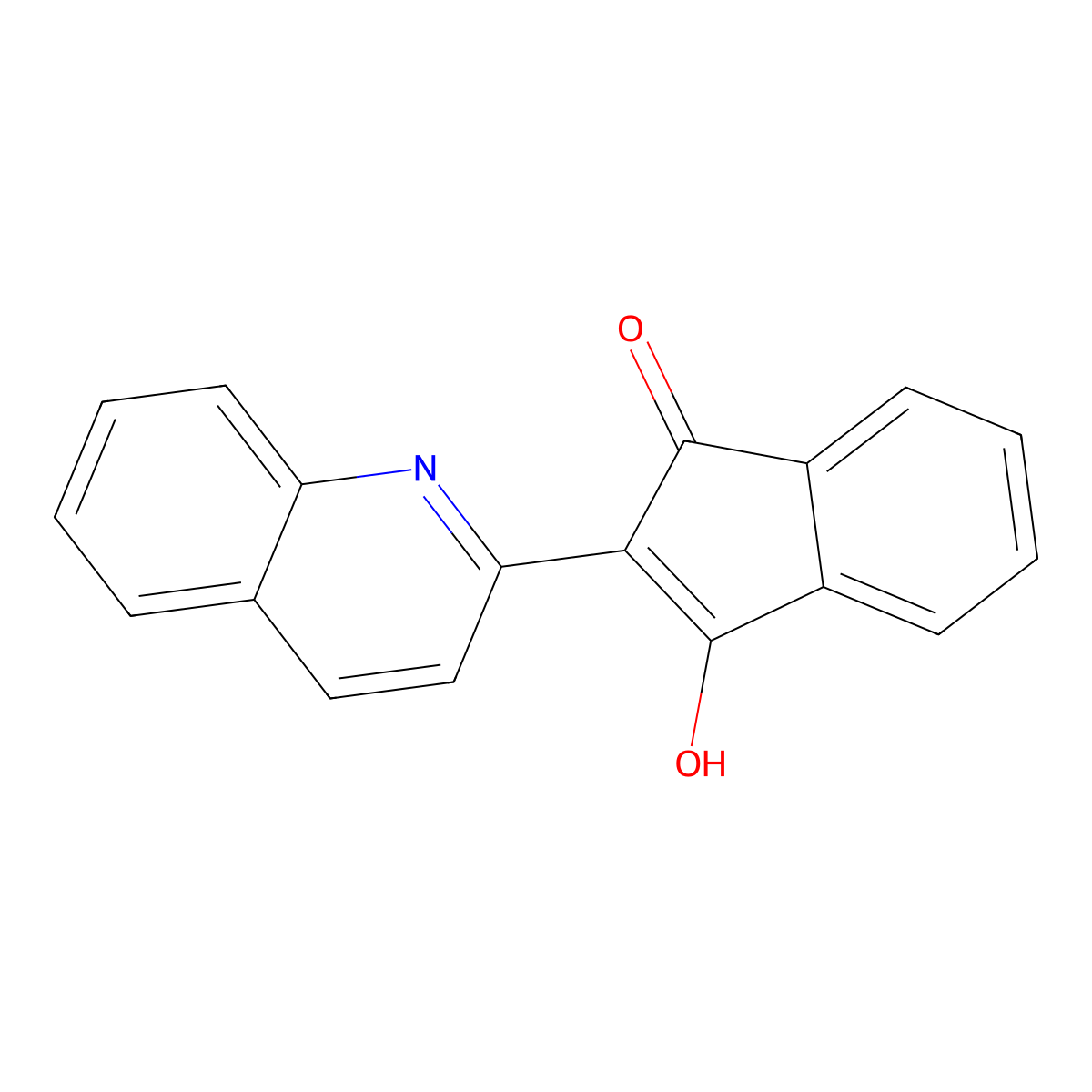 1H-Inden-1-one, 3-hydroxy-2-(2-quinolinyl)- molecular structure, CAS 5662-02-2