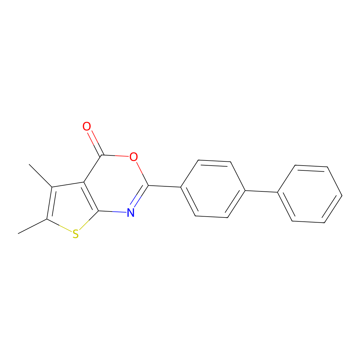 2-(biphenyl-4-yl)-5,6-dimethyl-4H-thieno[2,3-d][1,3]oxazin-4-one molecular structure, CAS 5662-83-9