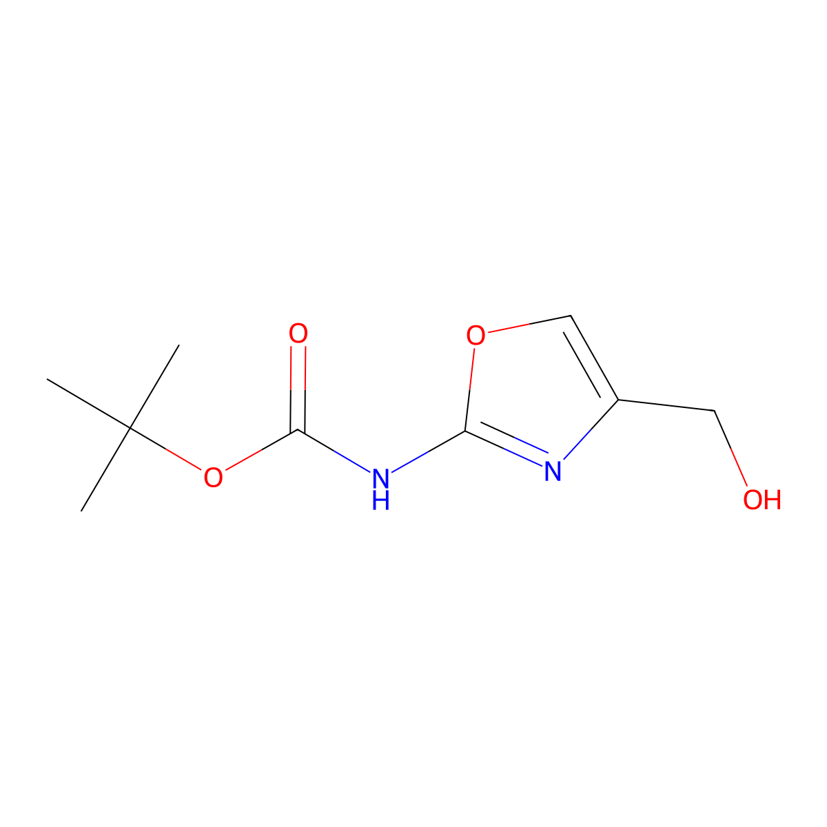 tert-Butyl (4-(hydroxymethyl)oxazol-2-yl)carbamate molecular structure, CAS 566206-01-7