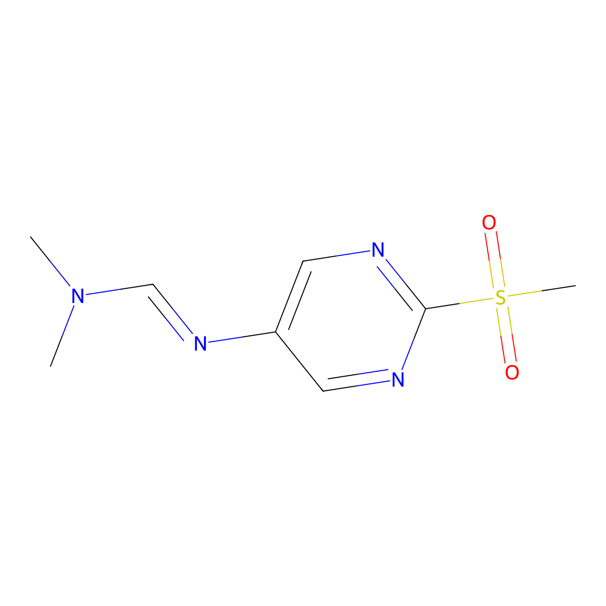 N,N-Dimethyl-N'-(2-(methylsulfonyl)pyrimidin-5-YL)formimidamide molecular structure, CAS 56622-05-0