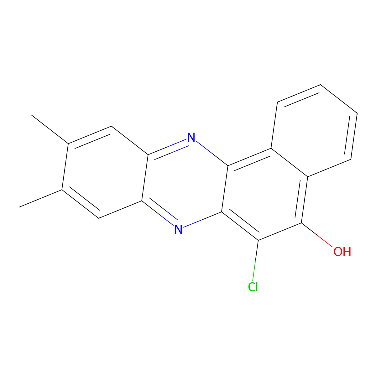 Benzo[a]phenazin-5-ol, 6-chloro-9,10-dimethyl- molecular structure, CAS 56624-73-8