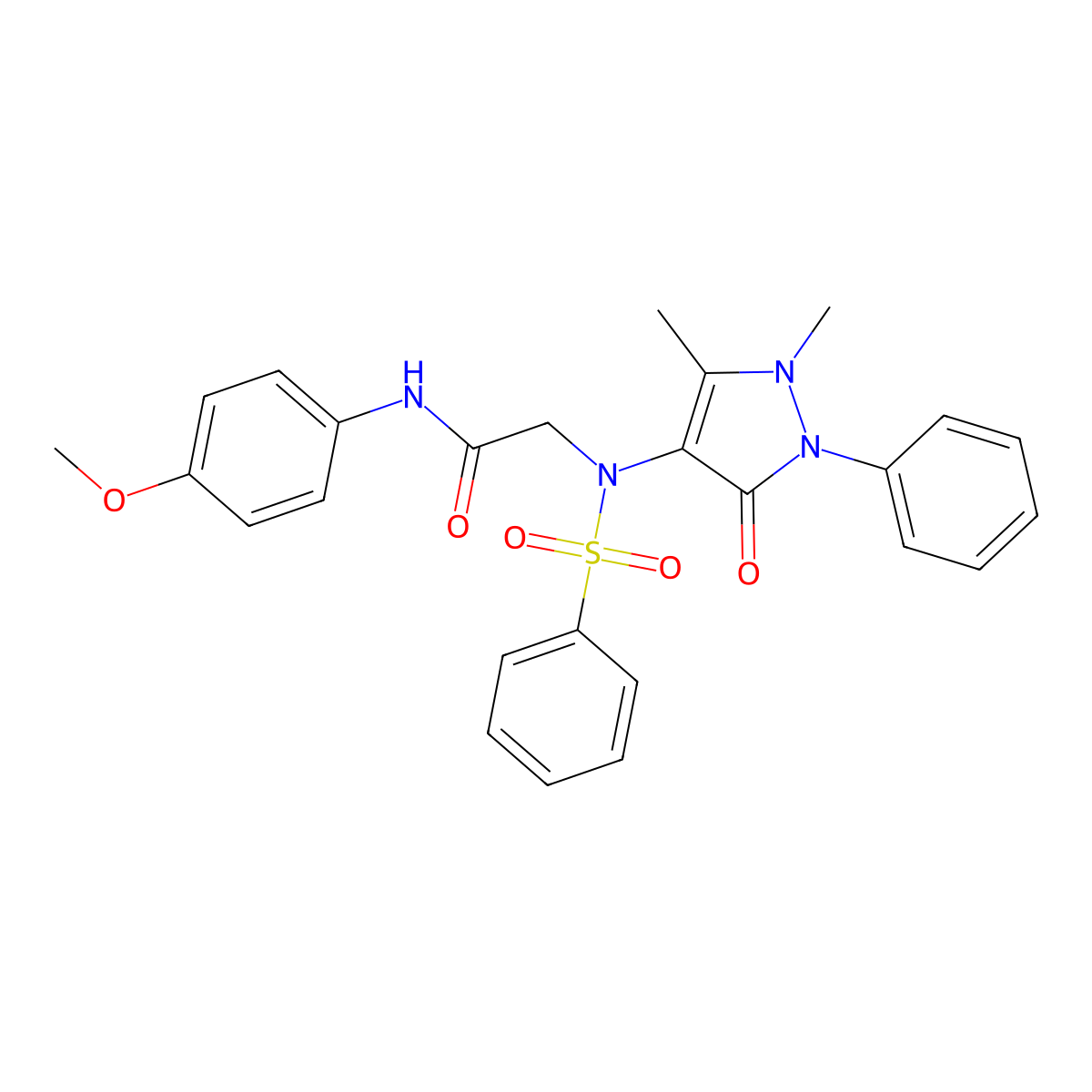 2-[benzenesulfonyl-(1,5-dimethyl-3-oxo-2-phenylpyrazol-4-yl)amino]-N-(4-methoxyphenyl)acetamide molecular structure, CAS 5663-21-8