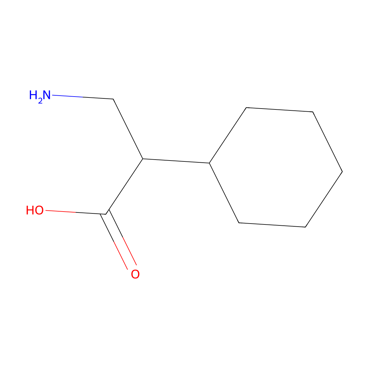 3-Amino-2-cyclohexylpropanoic acid molecular structure, CAS 5664-30-2