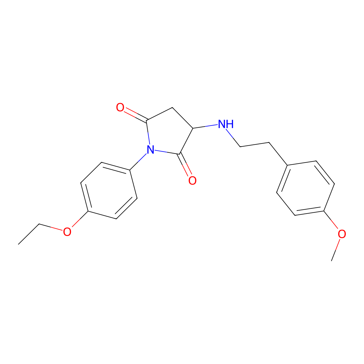 1-(4-Ethoxyphenyl)-3-[2-(4-methoxyphenyl)ethylamino]pyrrolidine-2,5-dione molecular structure, CAS 5664-54-0