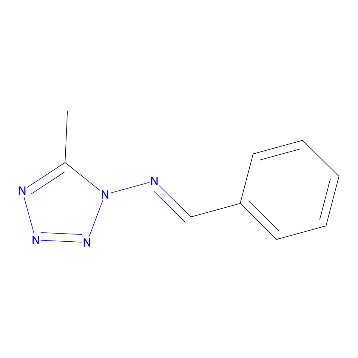 5-Methyl-1-benzalamino-tetrazole molecular structure, CAS 56640-73-4