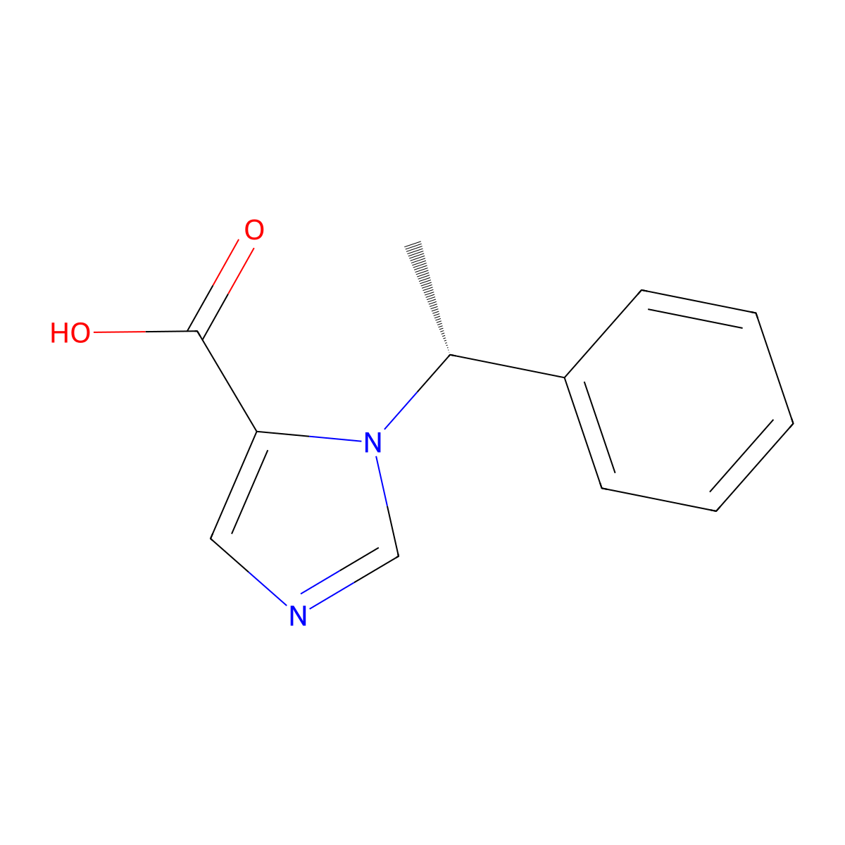 1-((1R)-1-phenylethyl)-1H-imidazole-5-carboxylic acid molecular structure, CAS 56649-48-0