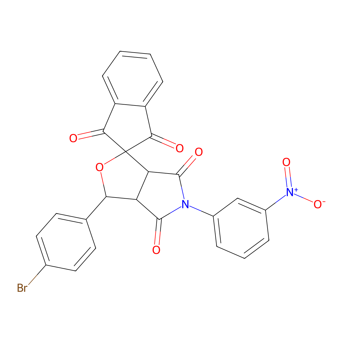 1-(4-bromophenyl)-5-(3-nitrophenyl)spiro[3a,6a-dihydro-1H-furo[3,4-c]pyrrole-3,2'-indene]-1',3',4,6-tetrone molecular structure, CAS 5665-17-8