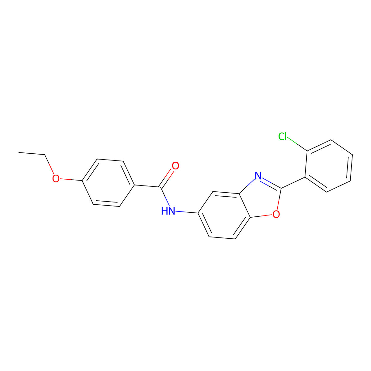 N-[2-(2-Chlorophenyl)benzooxazol-5-YL]-4-ethoxy-benzamide molecular structure, CAS 5665-78-1
