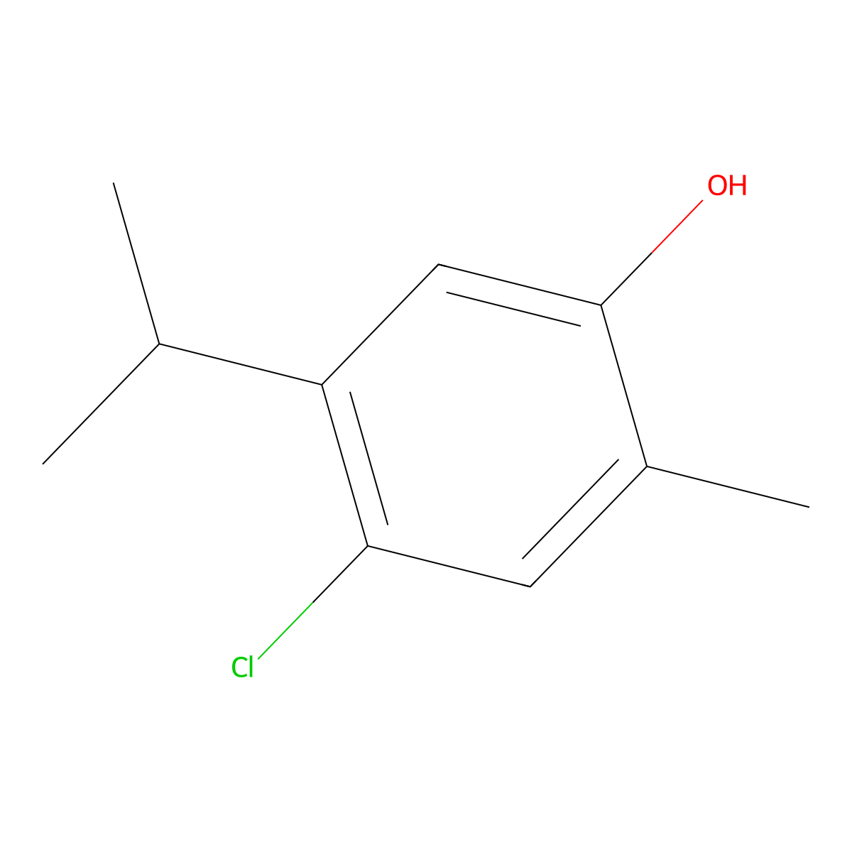 4-Chloro-2-methyl-5-(1-methylethyl)phenol molecular structure, CAS 5665-94-1