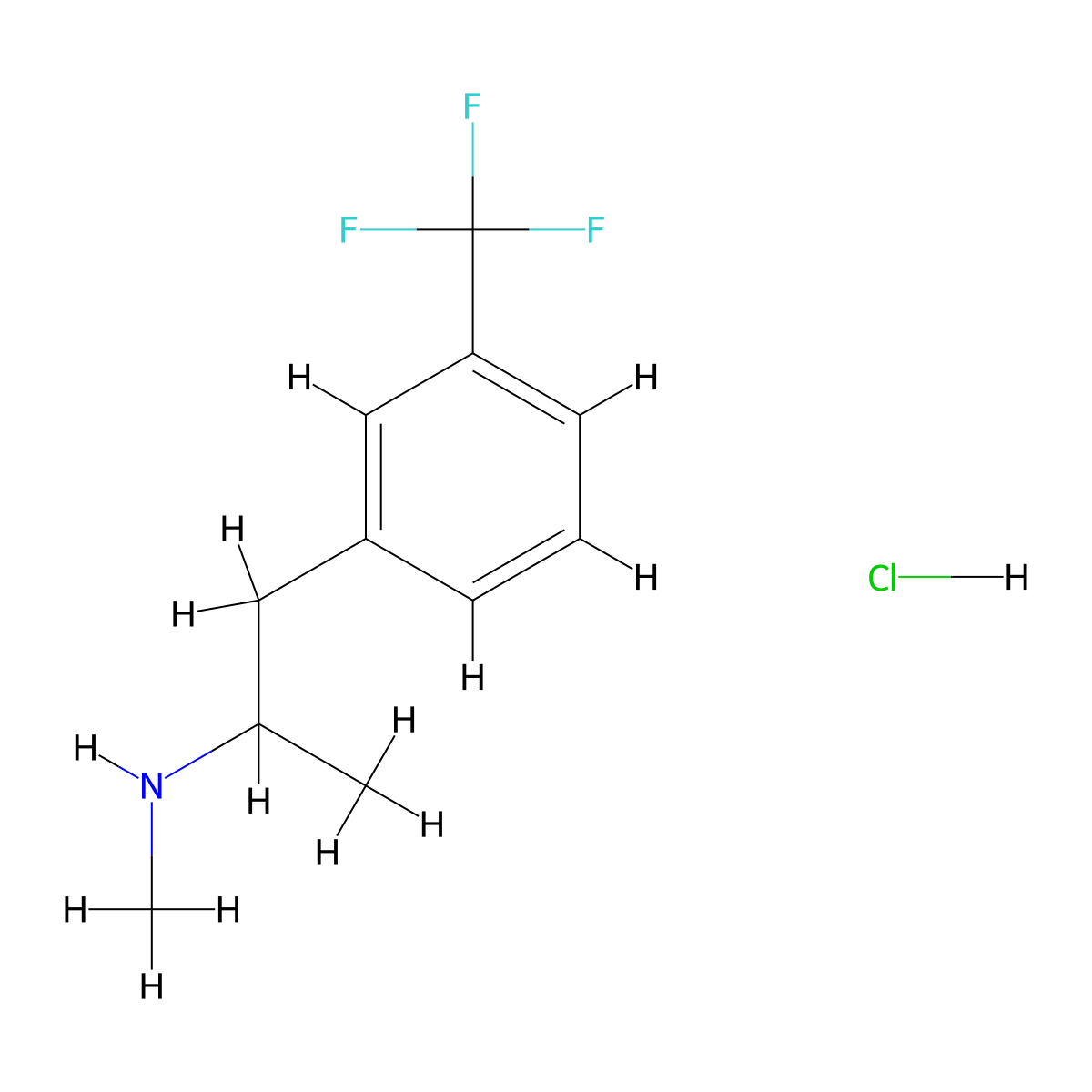 Phenethylamine, alpha,N-dimethyl-m-trifluoromethyl-, hydrochloride molecular structure, CAS 56651-43-5