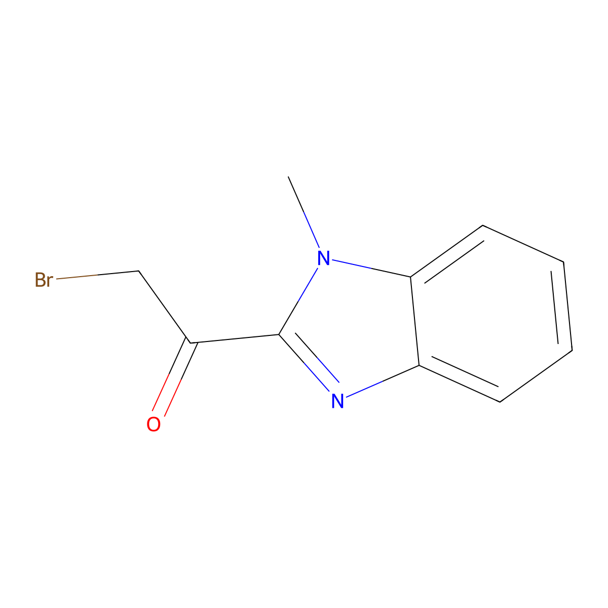 2-bromo-1-(1-methyl-1H-benzimidazol-2-yl)-1-ethanone molecular structure, CAS 56653-43-1