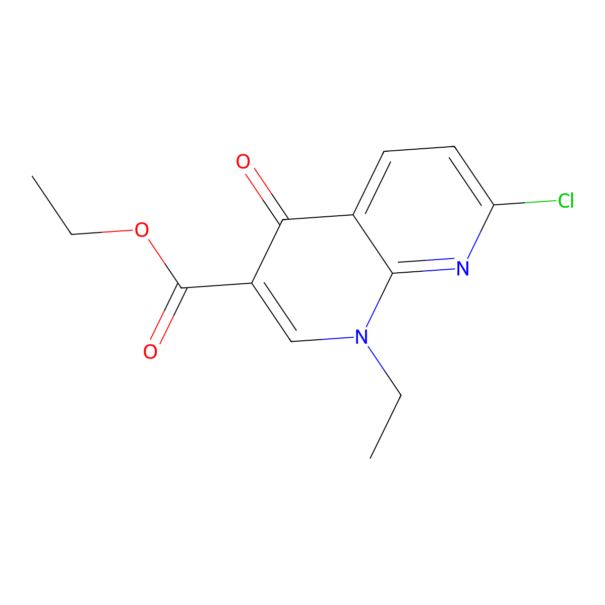Ethyl 7-chloro-1-ethyl-4-oxo-1,4-dihydro-1,8-naphthyridine-3-carboxylate molecular structure, CAS 56654-05-8