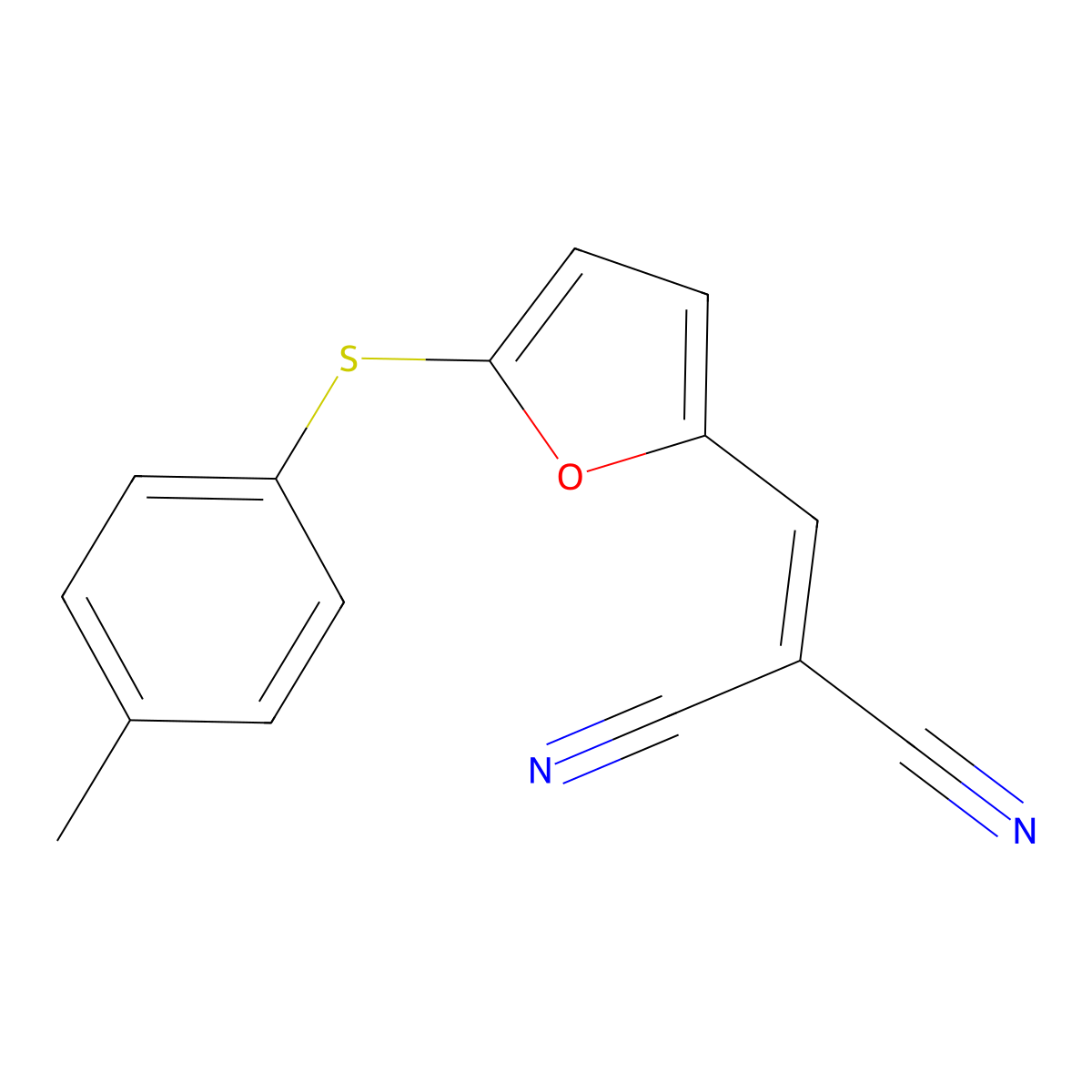 ({5-[(4-Methylphenyl)sulfanyl]furan-2-yl}methylidene)propanedinitrile molecular structure, CAS 56656-65-6