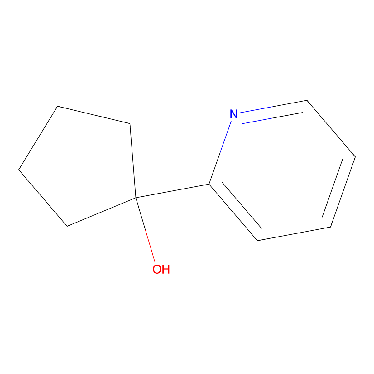 1-Pyridin-2-ylcyclopentanol molecular structure, CAS 56657-01-3
