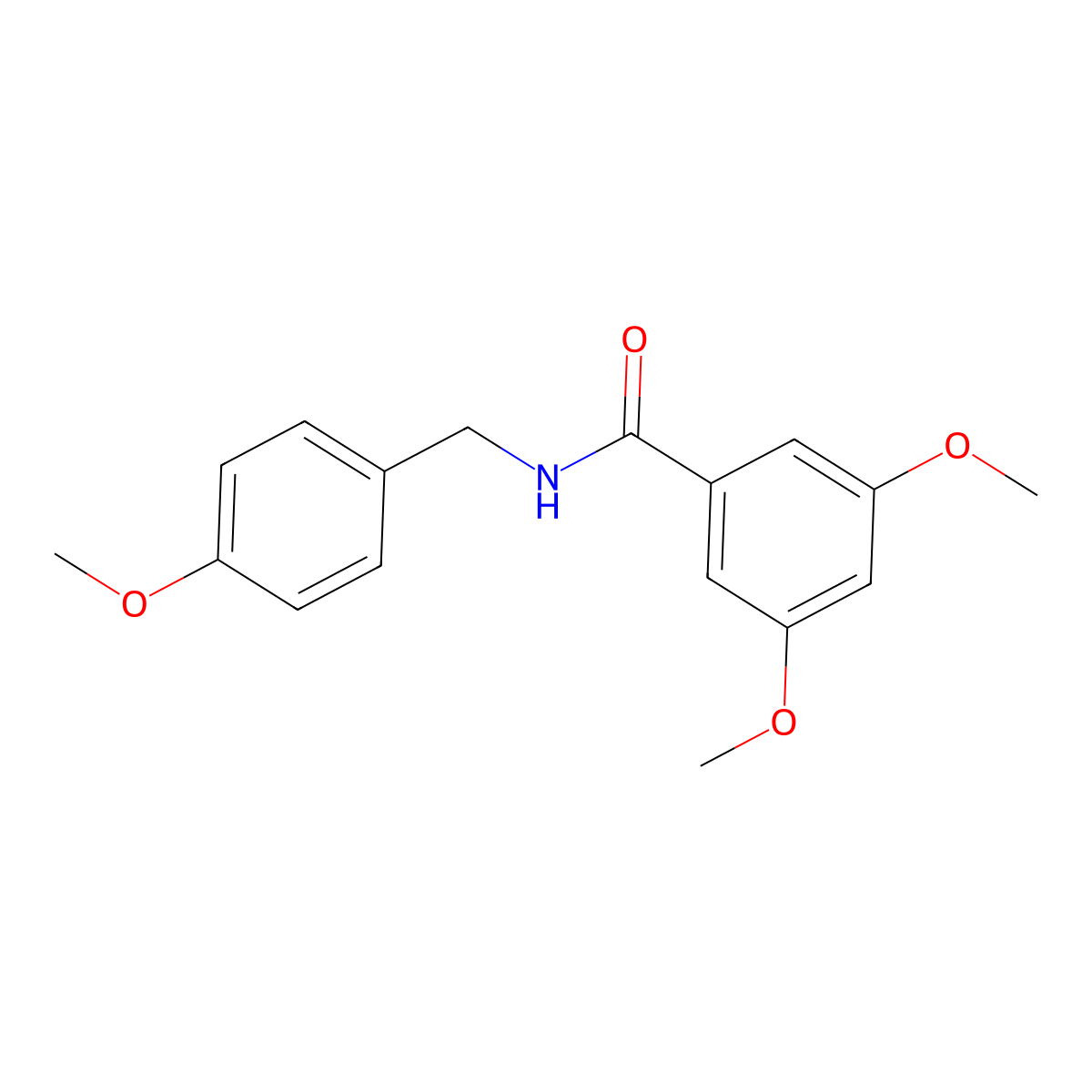 3,5-dimethoxy-N-[(4-methoxyphenyl)methyl]benzamide molecular structure, CAS 5666-51-3