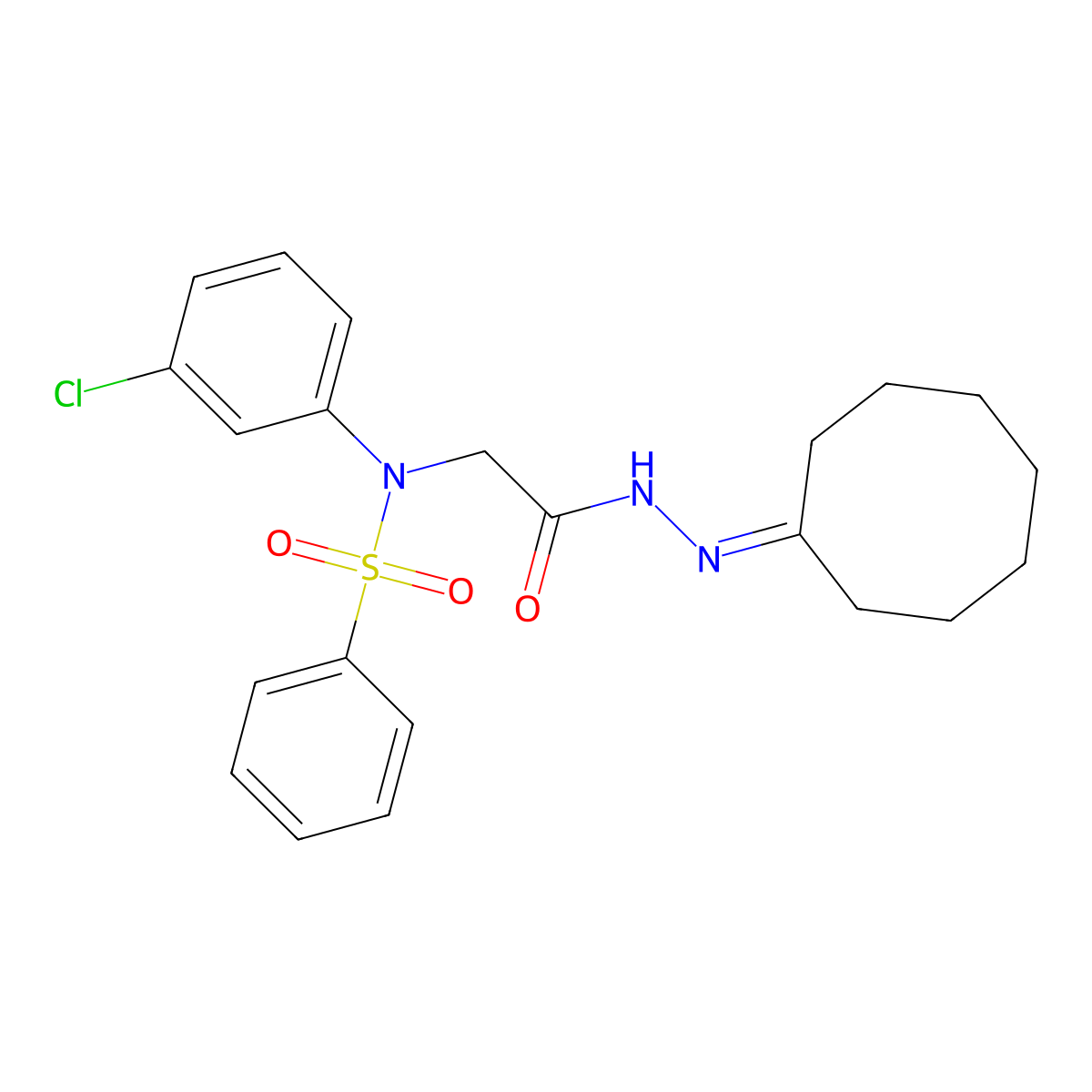 2-[N-(benzenesulfonyl)-3-chloroanilino]-N-(cyclooctylideneamino)acetamide molecular structure, CAS 5666-56-8