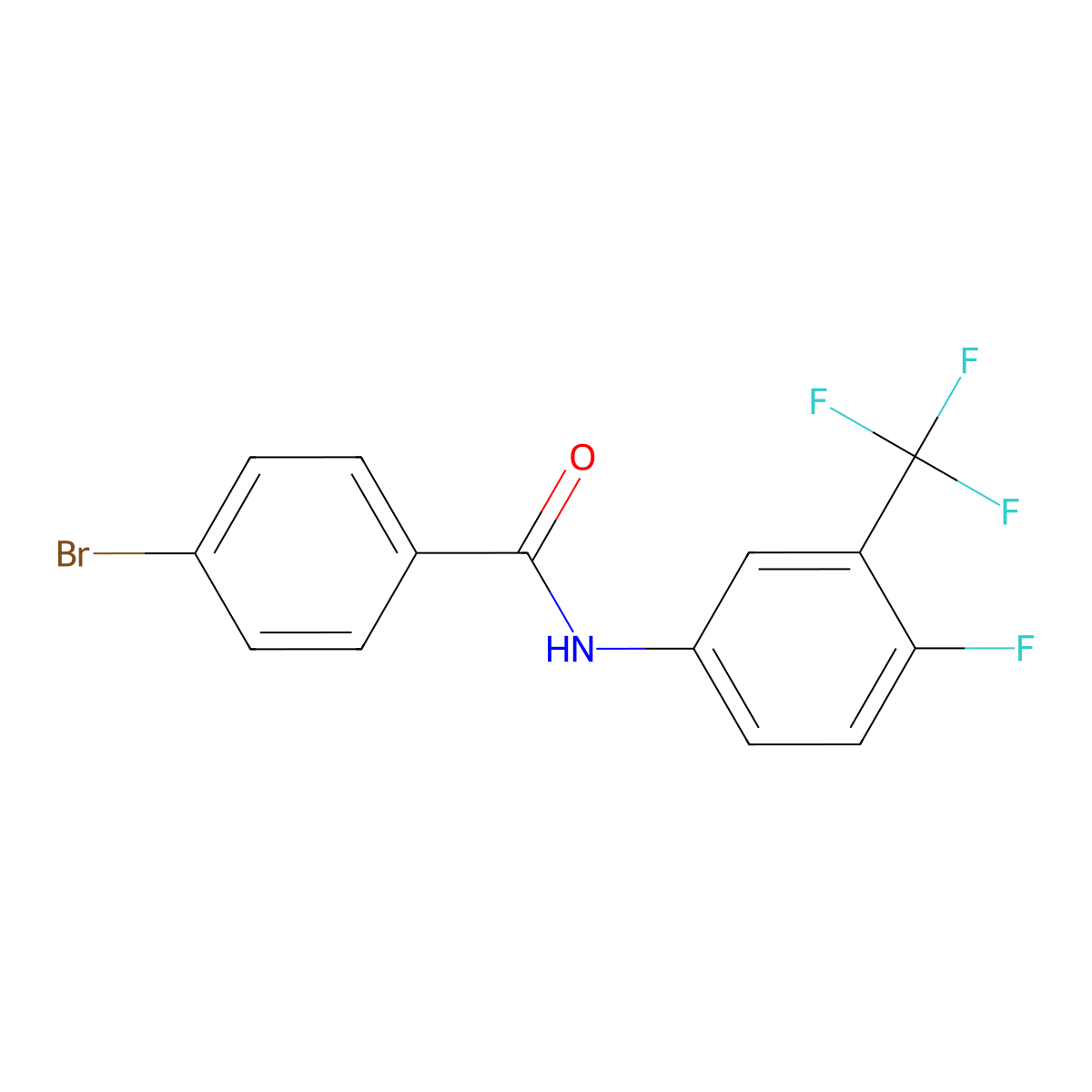 Benzamide, 4-bromo-N-[4-fluoro-3-(trifluoromethyl)phenyl]- molecular structure, CAS 56661-29-1