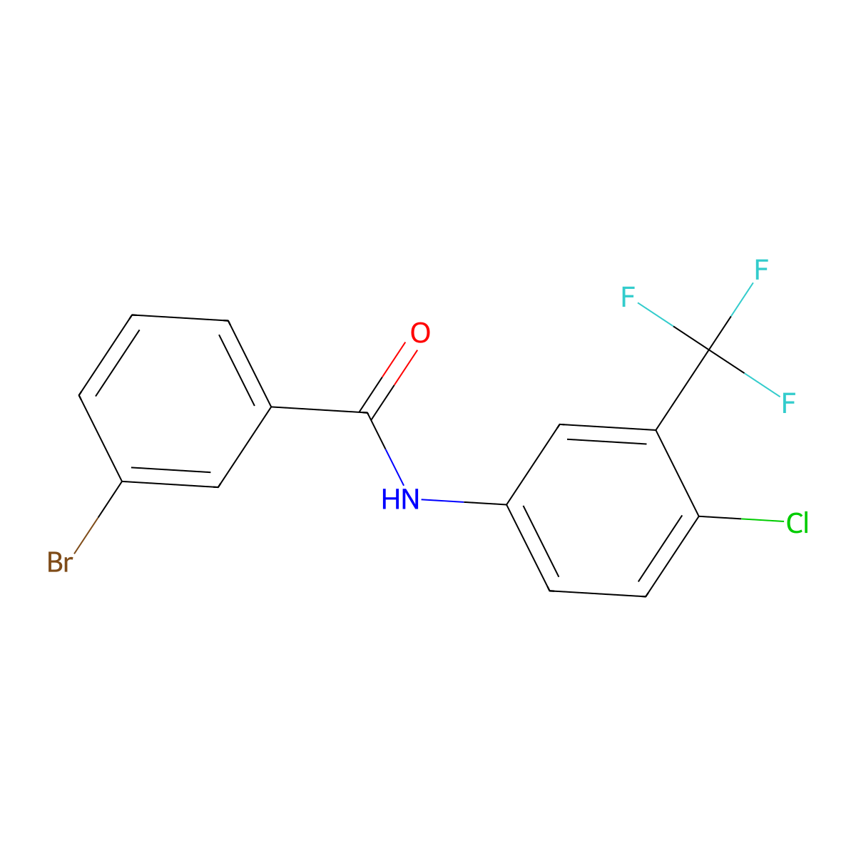 3-bromo-N-[4-chloro-3-(trifluoromethyl)phenyl]benzamide molecular structure, CAS 56661-35-9