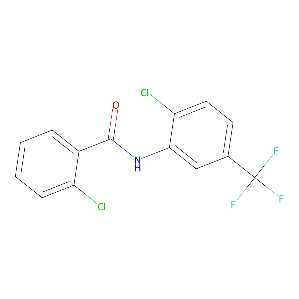 2-chloro-N-[2-chloro-5-(trifluoromethyl)phenyl]benzamide molecular structure, CAS 56661-39-3