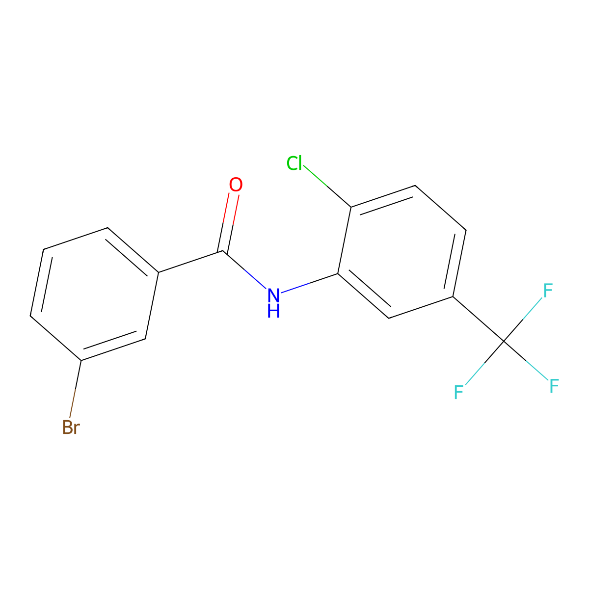 3-bromo-N-[2-chloro-5-(trifluoromethyl)phenyl]benzamide molecular structure, CAS 56661-40-6