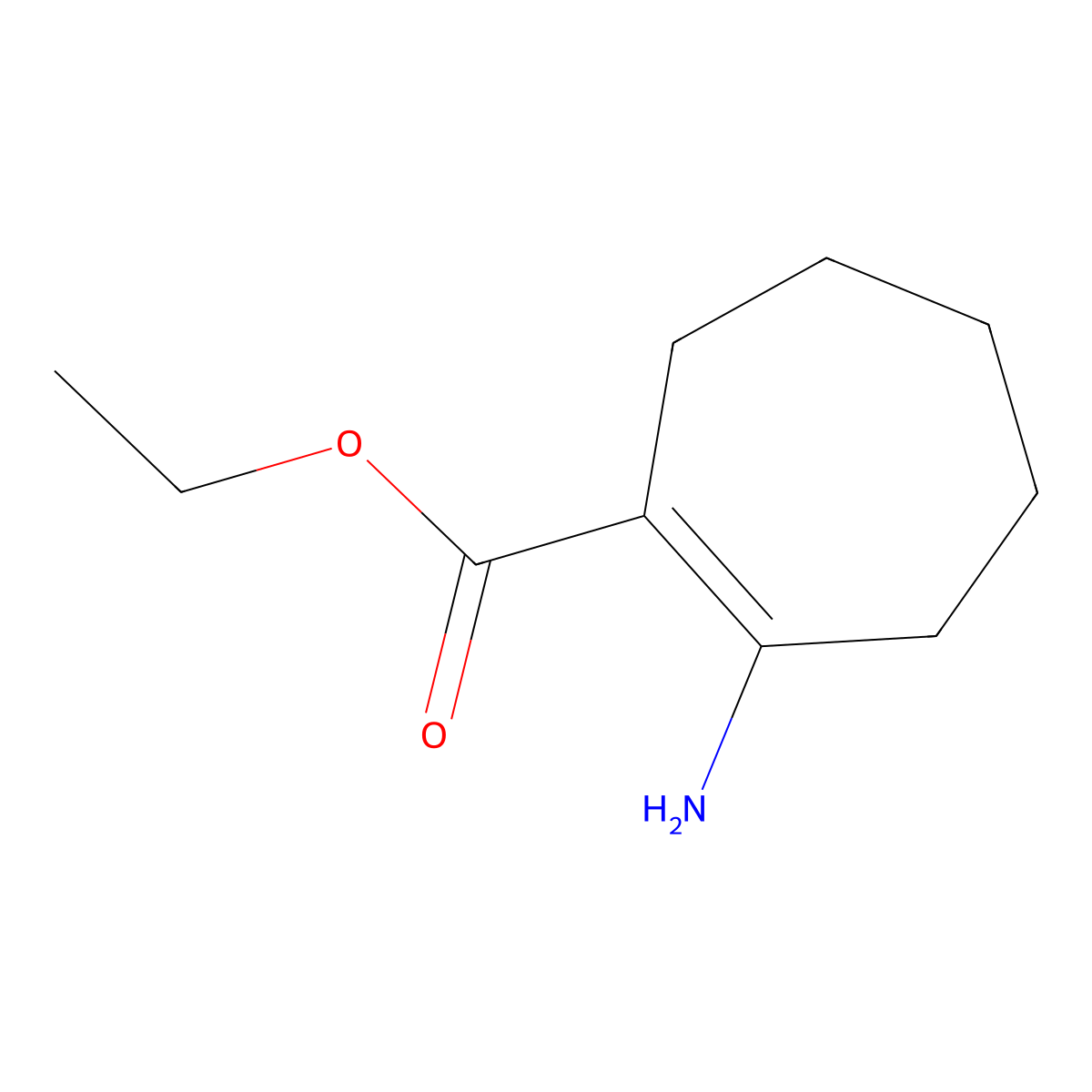 Ethyl 2-aminocyclohept-1-ene-1-carboxylate molecular structure, CAS 56661-91-7